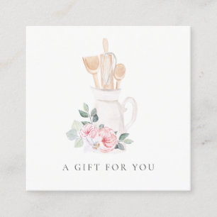 Utensils Catering Blommigt Gift-certifikat Fyrkantigt Visitkort