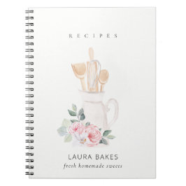  Utensils Cookbook Blommigt Roller Whisk Recipe Anteckningsbok
