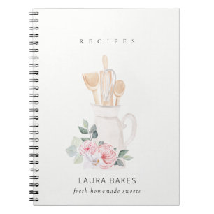  Utensils Cookbook Blommigt Roller Whisk Recipe Anteckningsbok