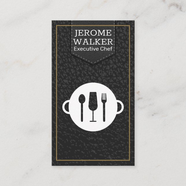 Utensils Logotyp | Affärskort av läder Visitkort (Framsida)