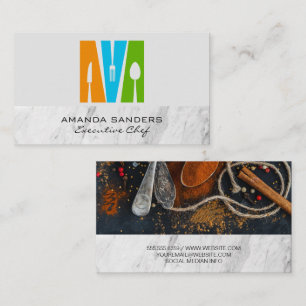 Utensils Logotyp Affärskort för kryddor Visitkort