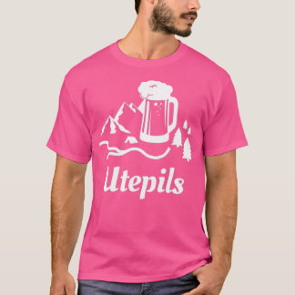 Utepils Drinking Beer i Norge Norska Ord T Shirt