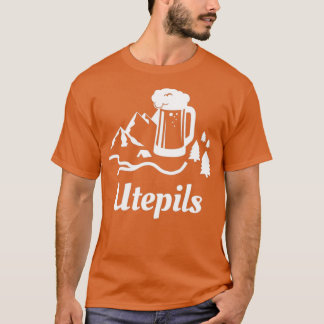 Utepils Drinking Beer i Norge Norska Ord T Shirt