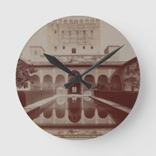 Uteplats de los Arrayanes, Alhambra, c.1875-80 Rund Klocka