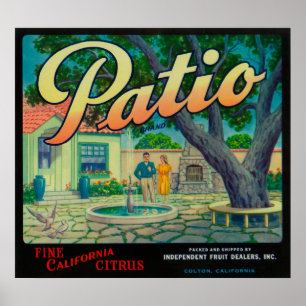 Uteplats orange LabelColton, CA Poster