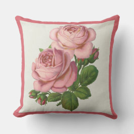 Uteplatsen kudder rosa rosblommigtbukett med rosor kudde