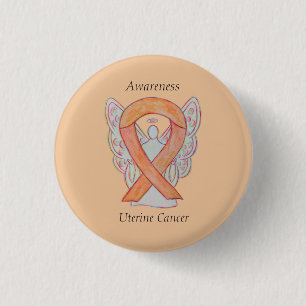 Uterine Cancer Angel Awareness Ribbon Anpassningsb Knapp