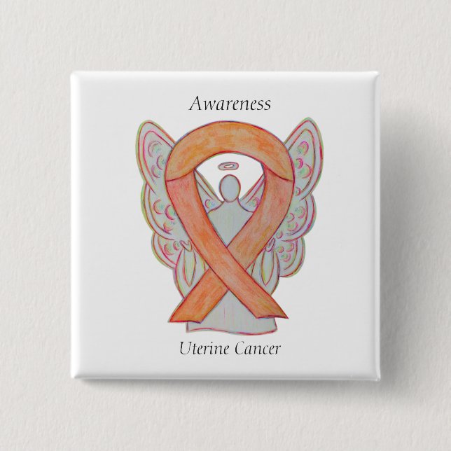 Uterine Cancer Angel Awareness Ribbon Stift Knapp (Framsida)