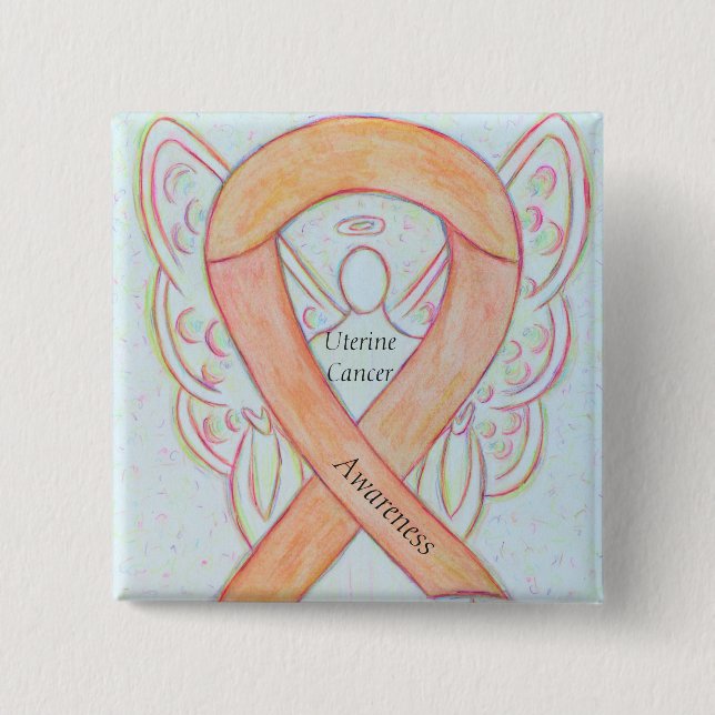Uterine Cancer Angel Awareness Ribbon Stift Knapp (Framsida)