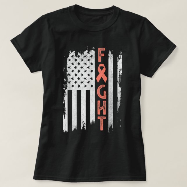 Uterine Cancer Awareness Peach Ribbon Endometrial  T Shirt (Design framsida)