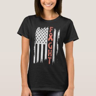 Uterine Cancer Awareness Peach Ribbon Endometrial T Shirt