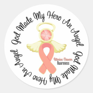 Uterine Cancer Gud gjorde min Hero till en ängel Runt Klistermärke