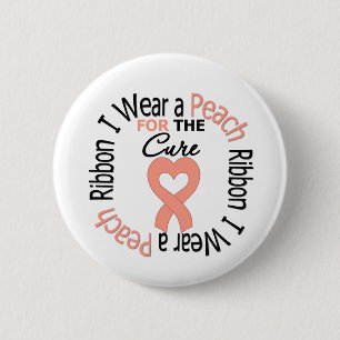 Uterine Cancer I Bära Peach Ribbon for Cure Knapp