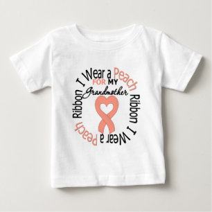 Uterine Cancer I Bära Peach Ribbon för farmor Tee Shirt