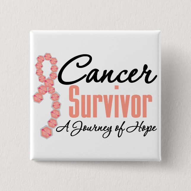 Uterine Cancer Survivor Awareness Journey Ribbon Knapp (Framsida)