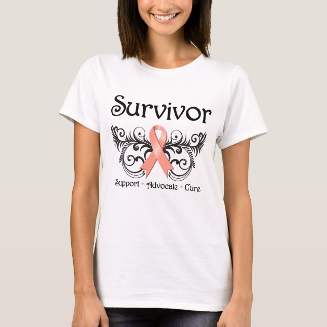 Uterine Cancer Survivor Blommigt Deco Tee (Framsida)