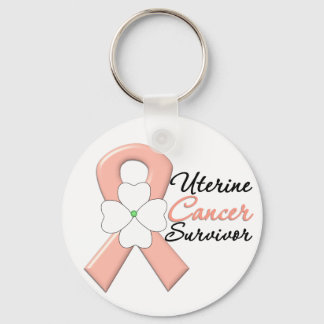 Uterine Cancer Survivor Flower Ribbon Nyckelring