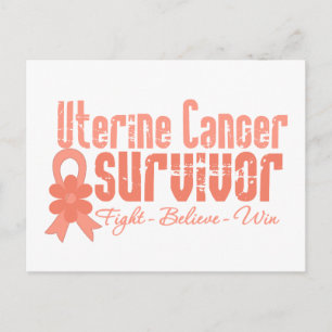 Uterine Cancer Survivor Flower Ribbon Vykort