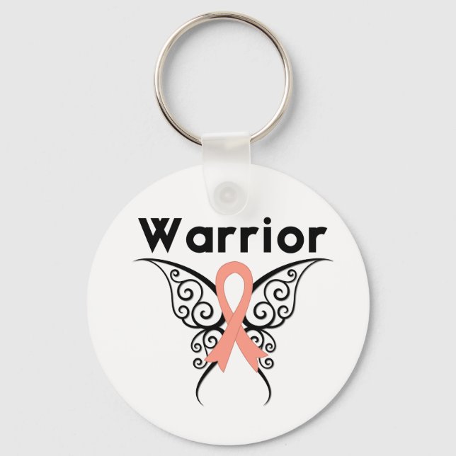 Uterine Cancer Warrior Tribal Butterfly Nyckelring (Framsida)