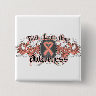Uterine Cancith Faith Kärlek Hope Deco Heart Knapp
