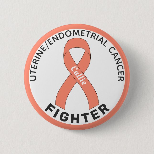 Uterine Endometrial Cancer Fighter Ribbon White Knapp (Framsida)