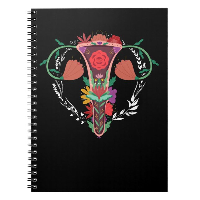 Uterus Flower Women Högers Feminism Pro Choice Anteckningsbok (Framsidan)