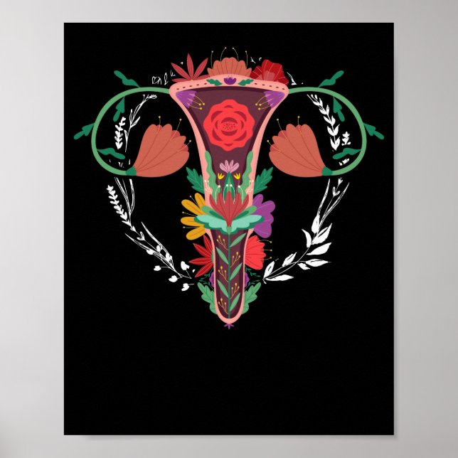 Uterus Flower Women Högers Feminism Pro Choice Poster (Framsidan)