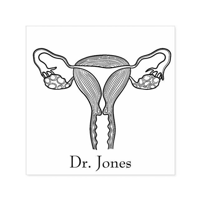 Uterus, humanorgan, självbläckande gummi Frimärke Självfärgande Stämpel (Design)