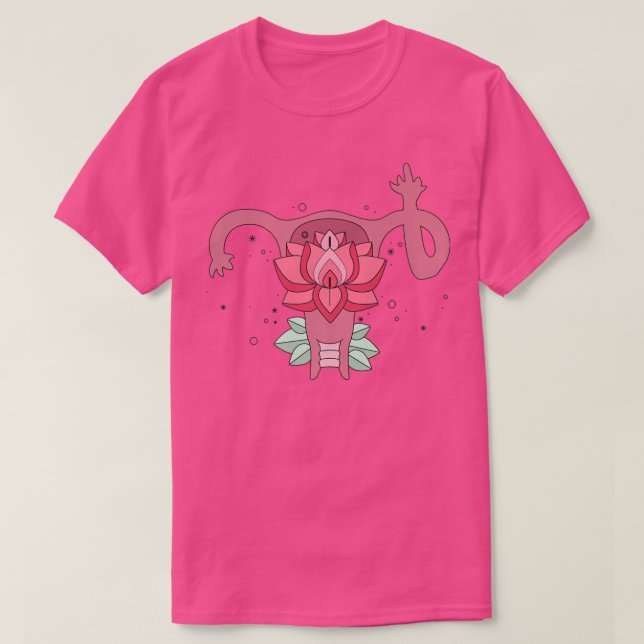 Uterus Visar Mitten Finger Feminismen 6045 T Shirt (Design framsida)