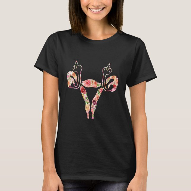 Uterus visar Uterus Blommigt fem vid Argen Mitten  T Shirt (Framsida)