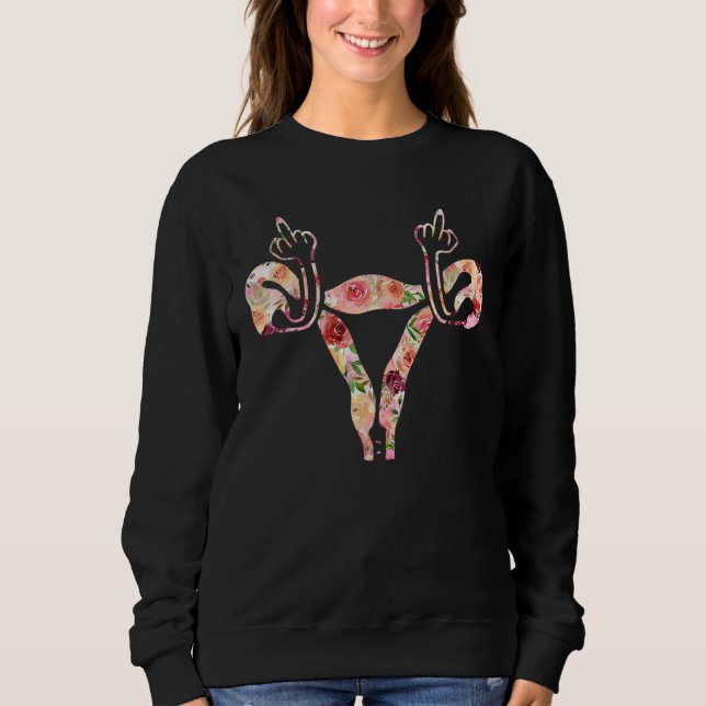 Uterus visar Uterus Blommigt fem vid Argen Mitten  T Shirt (Framsida)