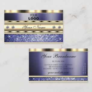 Utestående Guld Blue Sparkling Glitter med Logotyp Visitkort