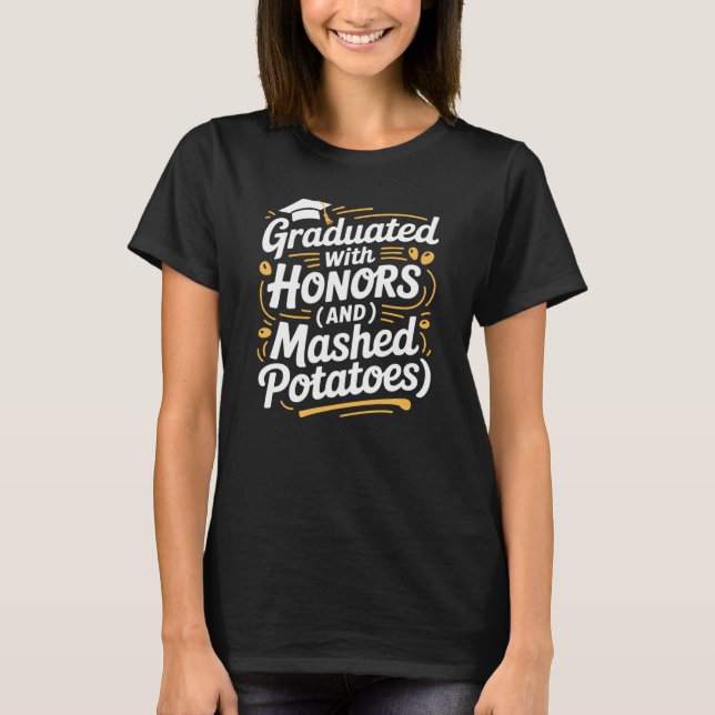 Utexad med utmärkelse och mosade potatis Retro T Shirt (Framsida)