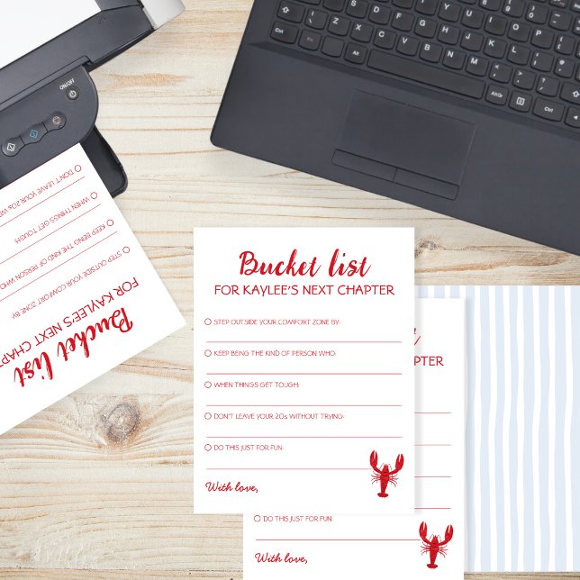 Utexamens Bucket List Blå Crayfish Rådgivningskort Inbjudningar (Graduation Bucket List Blue Crawfish Advice Cards)