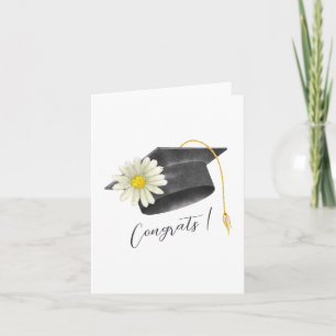 Utexamens congratulations mössa med blommig inbjud kort