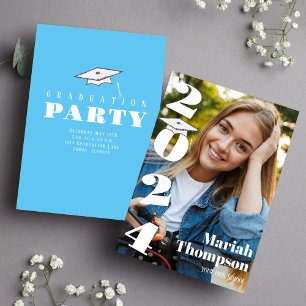 Utexamens fotomall Klass 2024 typografi Inbjudningar