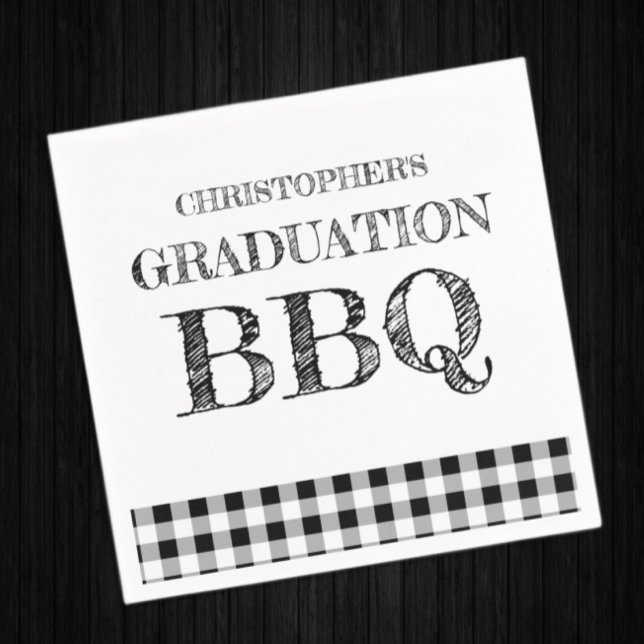 Utexamens grillfest i rutigt mönster pappersservett (Skapare uppladdad)