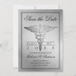 Utexamensdoktor Caduceus Silver Elegant Spara Datumet