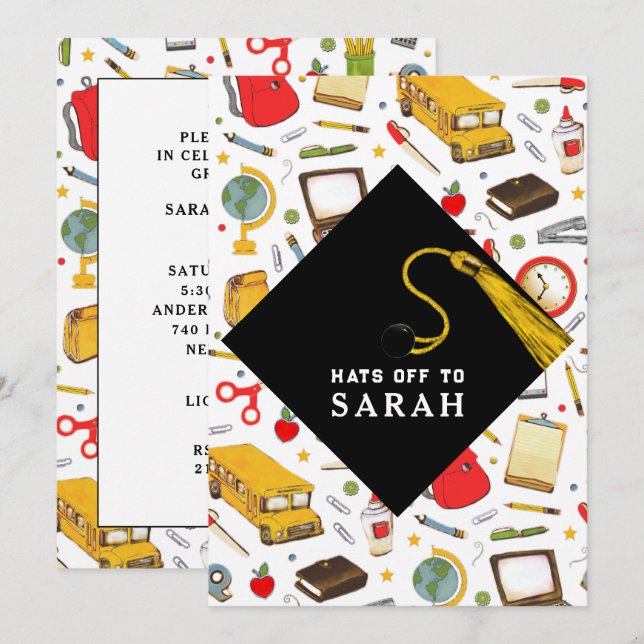 Utexamensfest för lärarstudenter inbjudningar (Fram/baksida)