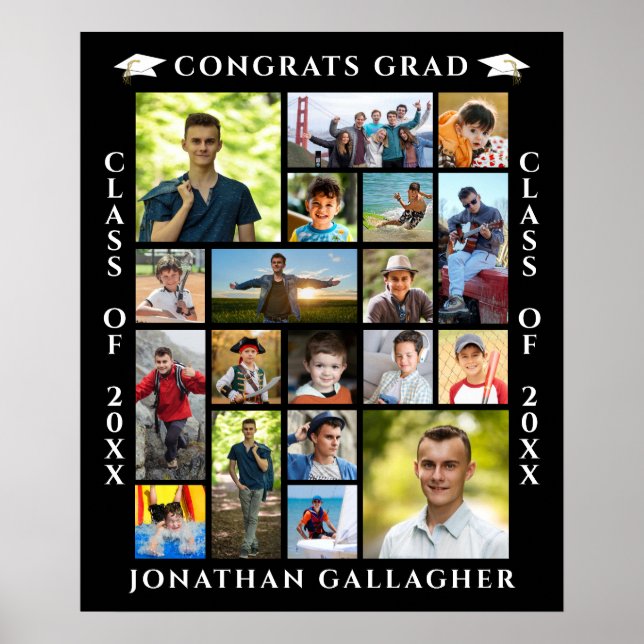 Utexamensfoto Collage Grattis till examen Poster (Framsidan)