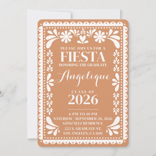 Utexamensinbjudan Papel Picado Klass 2026 Inbjudningar (Framsida)