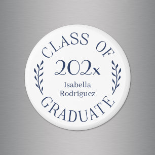 Utexaminerad 2026 Student Namn Marinblå Typografi Magnet