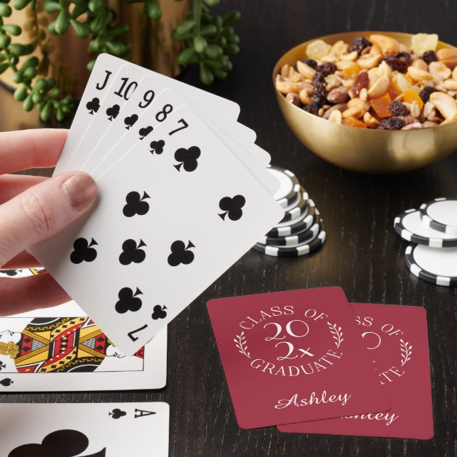 Utexaminerad 2026 Studentnamn Chic Burgunderröd Casinokort (På plats)