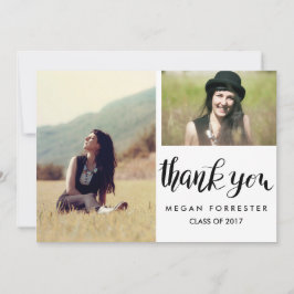 Utexaminerad Handskriven Tack Två Foto Inbjudningar