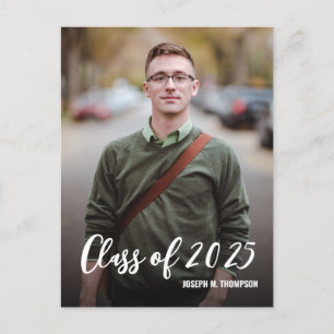 Utexaminerad manlig student 2025 Foto Anpassat med Meddelande Vykort