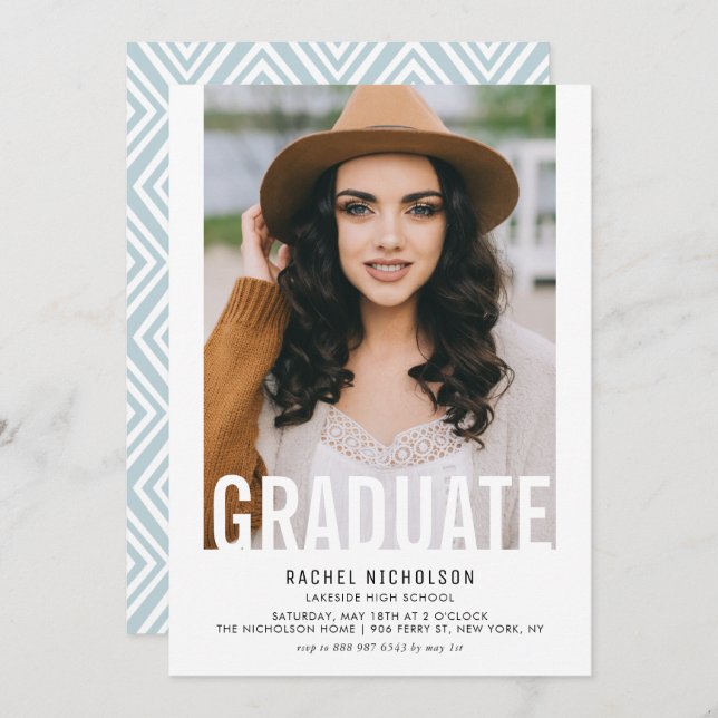 Utexaminerad utklippsfoto Examenfest Inbjudningar (Fram/baksida)