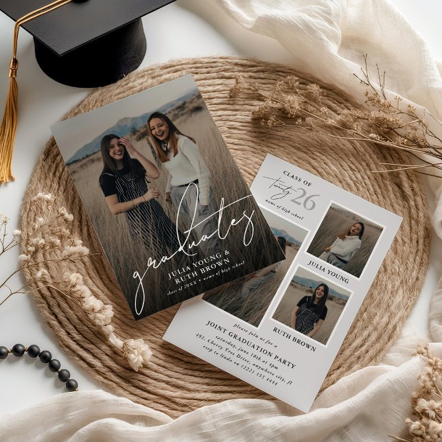 Utexaminerade 4 Fotocollage Gemensam Utexamensfest Inbjudningar (Skapare uppladdad)
