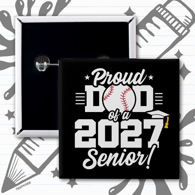 Utexaminerande klass 2027 Graduate Baseball Stolt  Knapp (Skapare uppladdad)