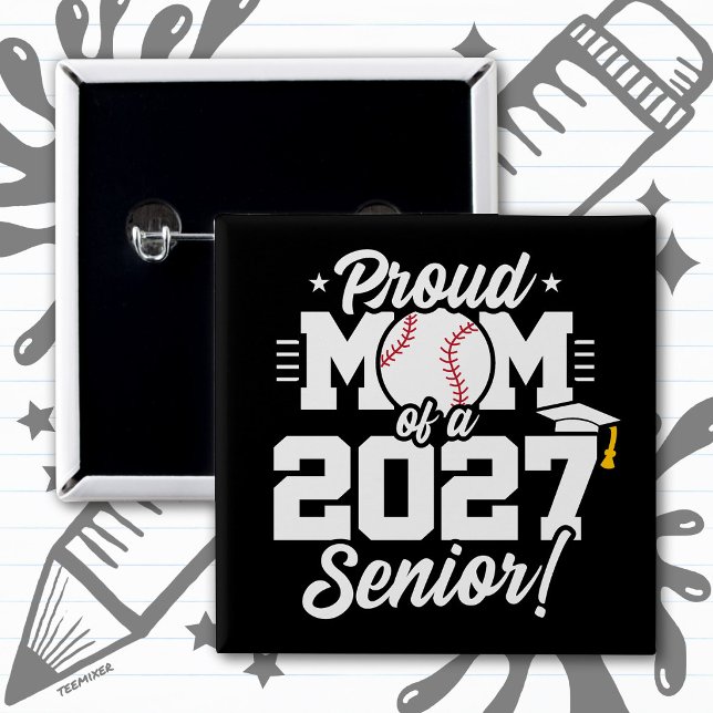 Utexaminerande klass 2027 Graduate Baseball Stolt  Knapp (Skapare uppladdad)
