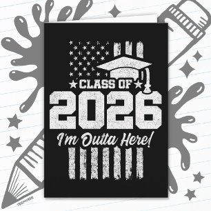 Utexamineringsklass 2026 Distressed Flag Design Kort